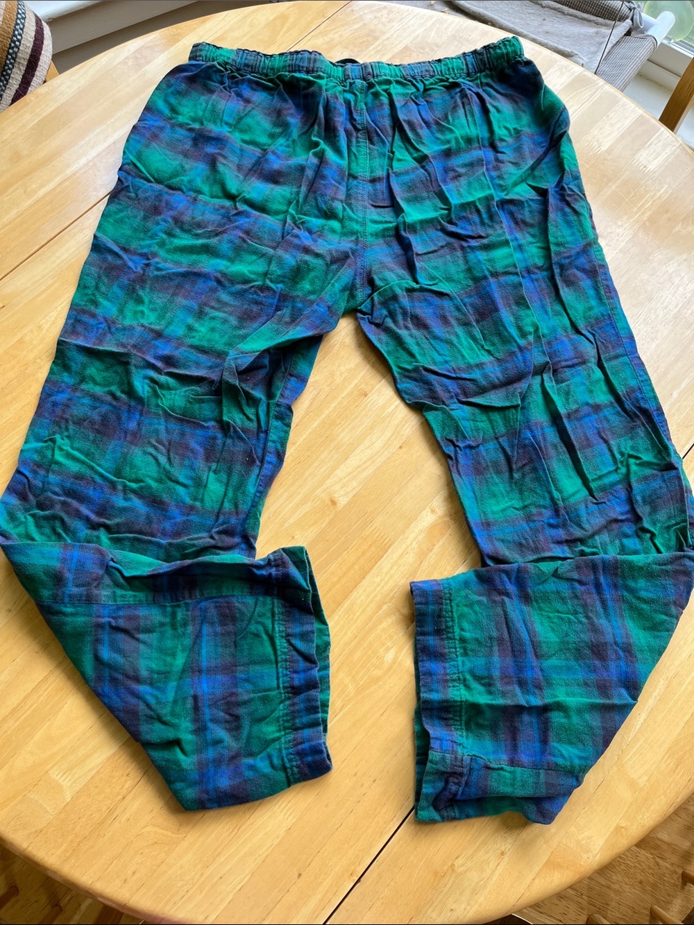 Eddie Bauer Green and Blue Plaid Drawstring Lounge Pants - Picture 2 of 2